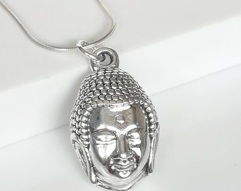 Buddha Kopf Anhänger - Buddha Halskette - Silber Buddha Charm - Boho Anhänger - Silber Anhänger - Charm Anhänger - PD408