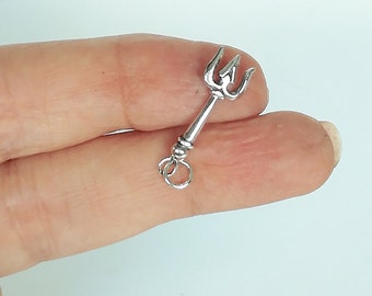 Silver trident charm - Trident pendant - Trishul charm - Sterling silver pendant - Bohemian 925 silver charm - God's weapon - PD607