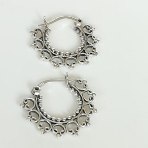 Sterling silver Indian hoops - Silver ear hoops - Bohemian ear hoops - Ethnic hoops - Gift Earrings - 925 silver earrings - NE51