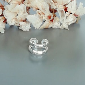 Sterling silver ear cuff, Double band cartilage cuff, No piercing cuffs, Simple minimalist cuffs, Tiny and light cuff, Hipster Ear Cuff, E24