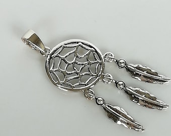 Silber Traumfänger Anhänger - Sterling Silber Charm - Silber Halskette Charm - Glücksbringer - Wanderlust Charm - Minimalistisch - PD430