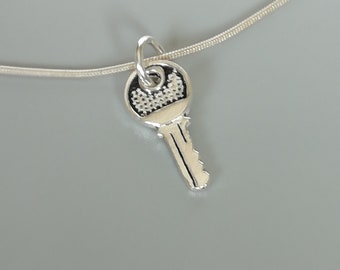 Sterling silver key charm - Silver key pendant - Key to my heart gift - Bohemian 925 silver charm - Multifunctional charm - PD545