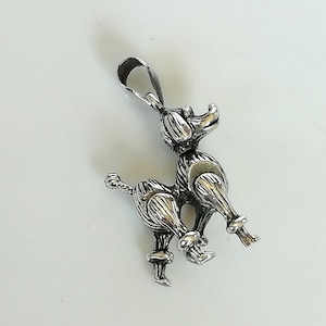 Sterling silver poodle necklace - Mobile poodle charm - Silver dog charm - Dog lovers gift - Fun silver pendant - Bohemian jewelry - PD756