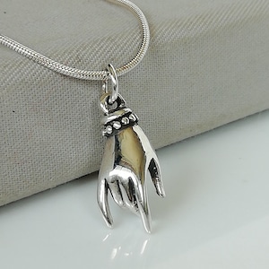 Sterling silver buddha hand charm - Hand pendant - Hand mudra necklace - Silver pendant - Bohemian 925 silver - Spiritual gift - PD628