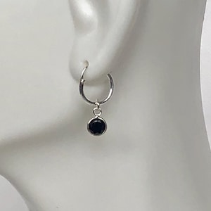 Add On Charms, Cartilage Hoops, Small Hoop Earrings, Wedding Earrings, Silver Ear Wires, Tiny Crystal Charms, E16SCH8