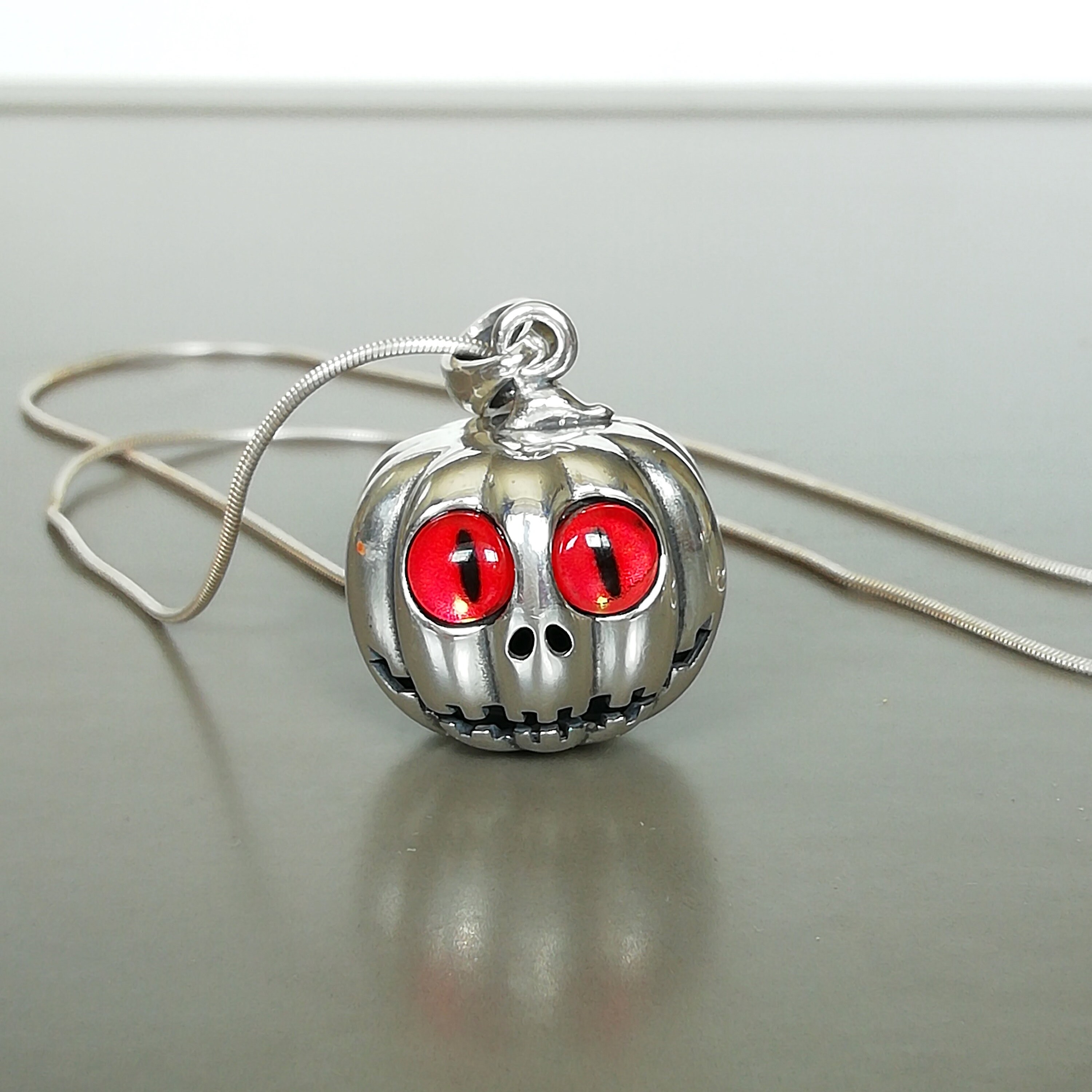 Halloween Pumpkin Necklace, Sterling Silver Pumpkin Pendant