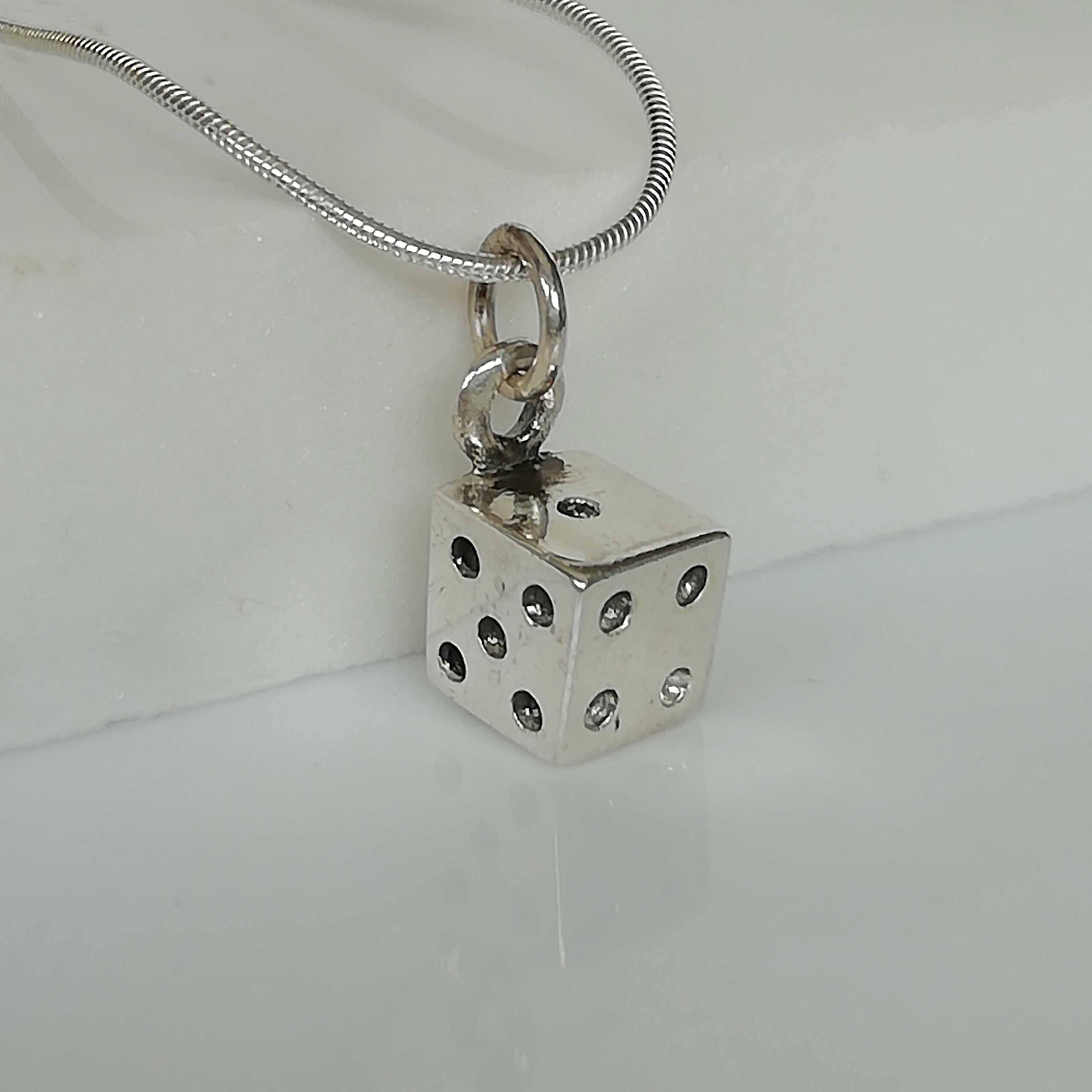 Sterling silver dice charm Dice pendant Bohemian pendant Etsy