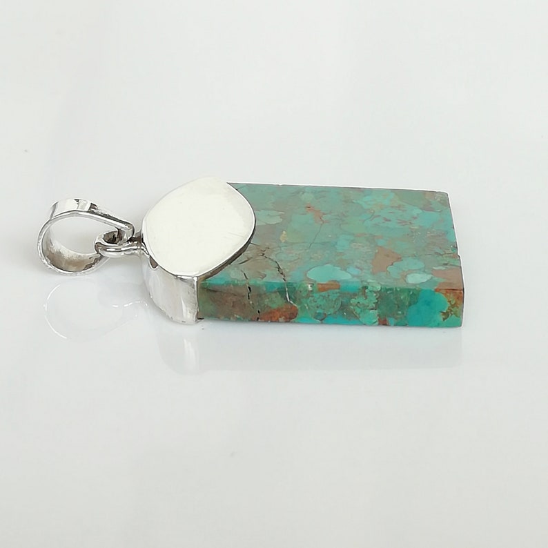 PD313 Turquoise Necklace Hubei Turquoise Chunky Turquoise Tibetan 925 Silver Pendant Necklace Nepalese Necklace