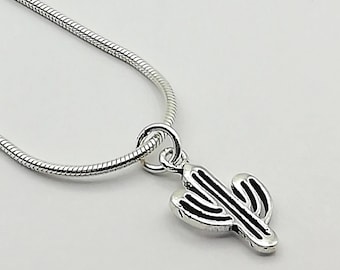 Silver cactus charm - Silver neck charm -Silver bracelet charm - Silver pendant - Silver jewelry - PD78