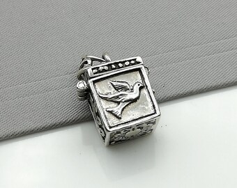 Colgante de caja tibetana - Colgante de caja de plata de ley - Charm de caja de plata - Collar con charm de plata - PD40