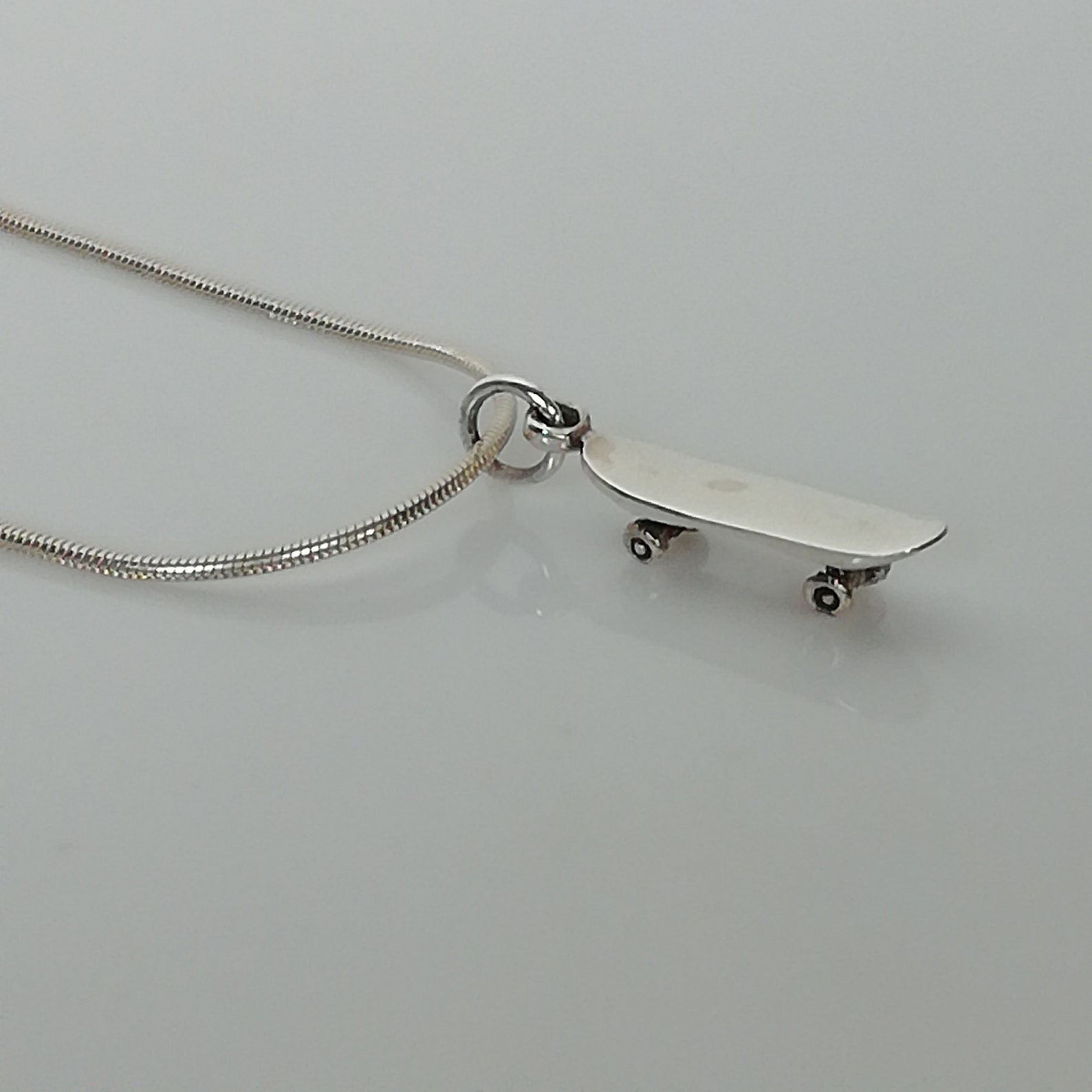 Sterling Silver Skateboard Charm Fun Bohemian Pendant 925 Etsy