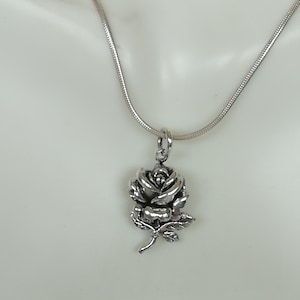 Silver rose charm - Rose flower necklace - Sterling silver pendant - Bohemian 925 silver - Cute neck charm - Pretty gift for her  - PD626