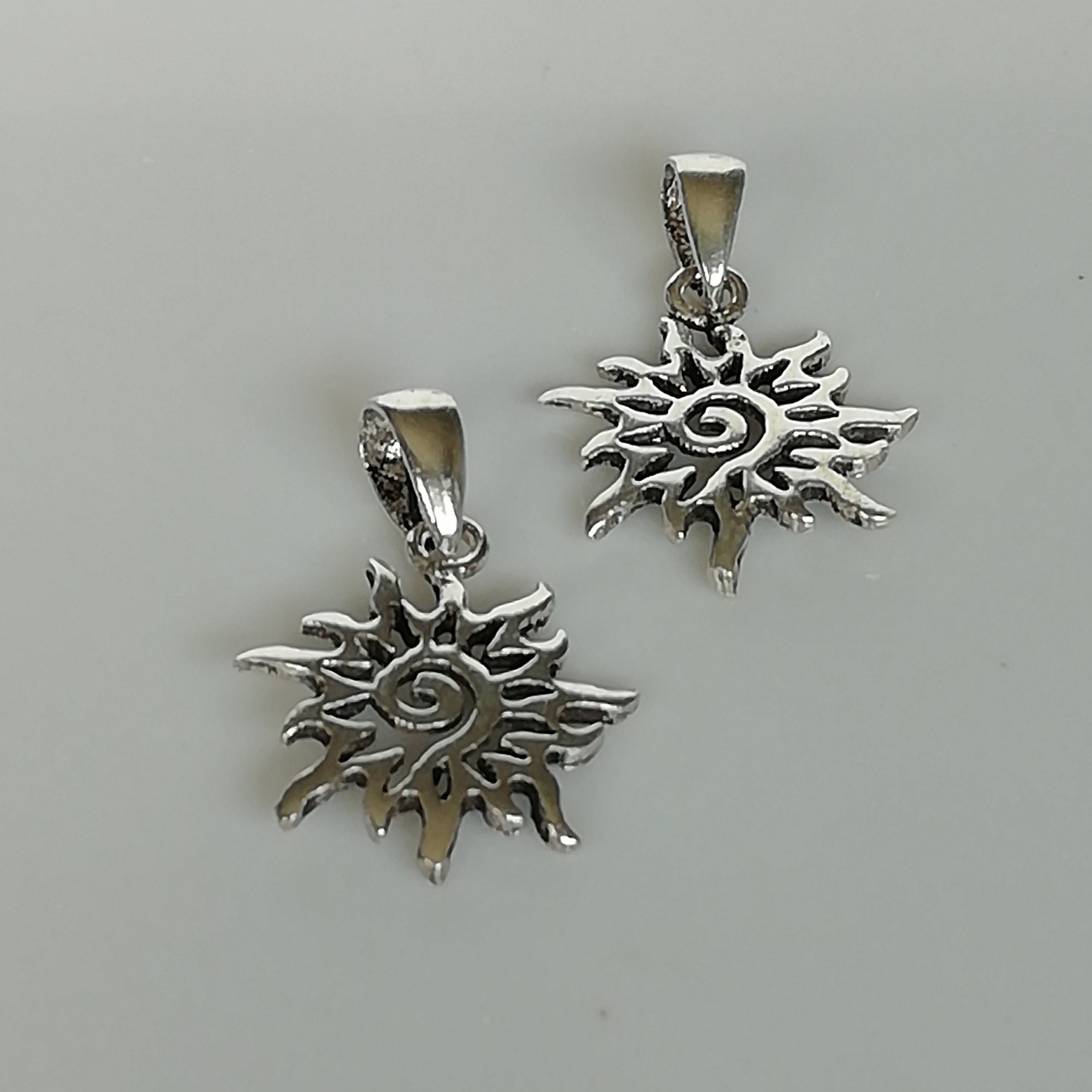 Sun Charm - Silver Sun Rays - Sun Pendant - Silver Necklace - Celestial ...