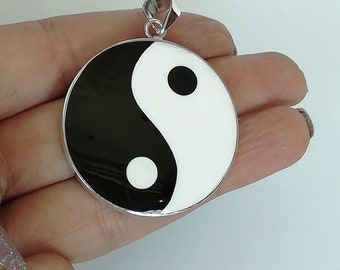 Large 40mm Yin Yang Charm - Sterling Silver Pendant - Balancing Charm - Yin Yang Jewelry - Wanderlust Jewelry - PD739