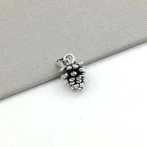 Sterling silver pine charm, Silver pine pendant, Minimalist jewelry, Boho jewelry, Cone neck charm, Pine bracelet and earring charm, PD103