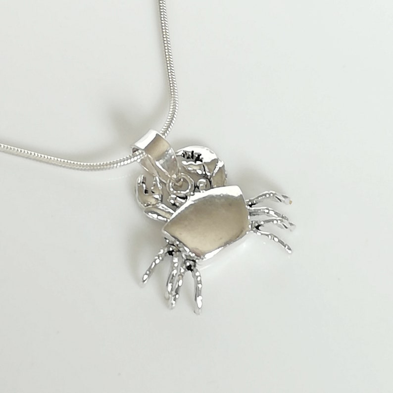 Crab Pendant Silver Crab Necklace Crab Neck Charm Beach Etsy