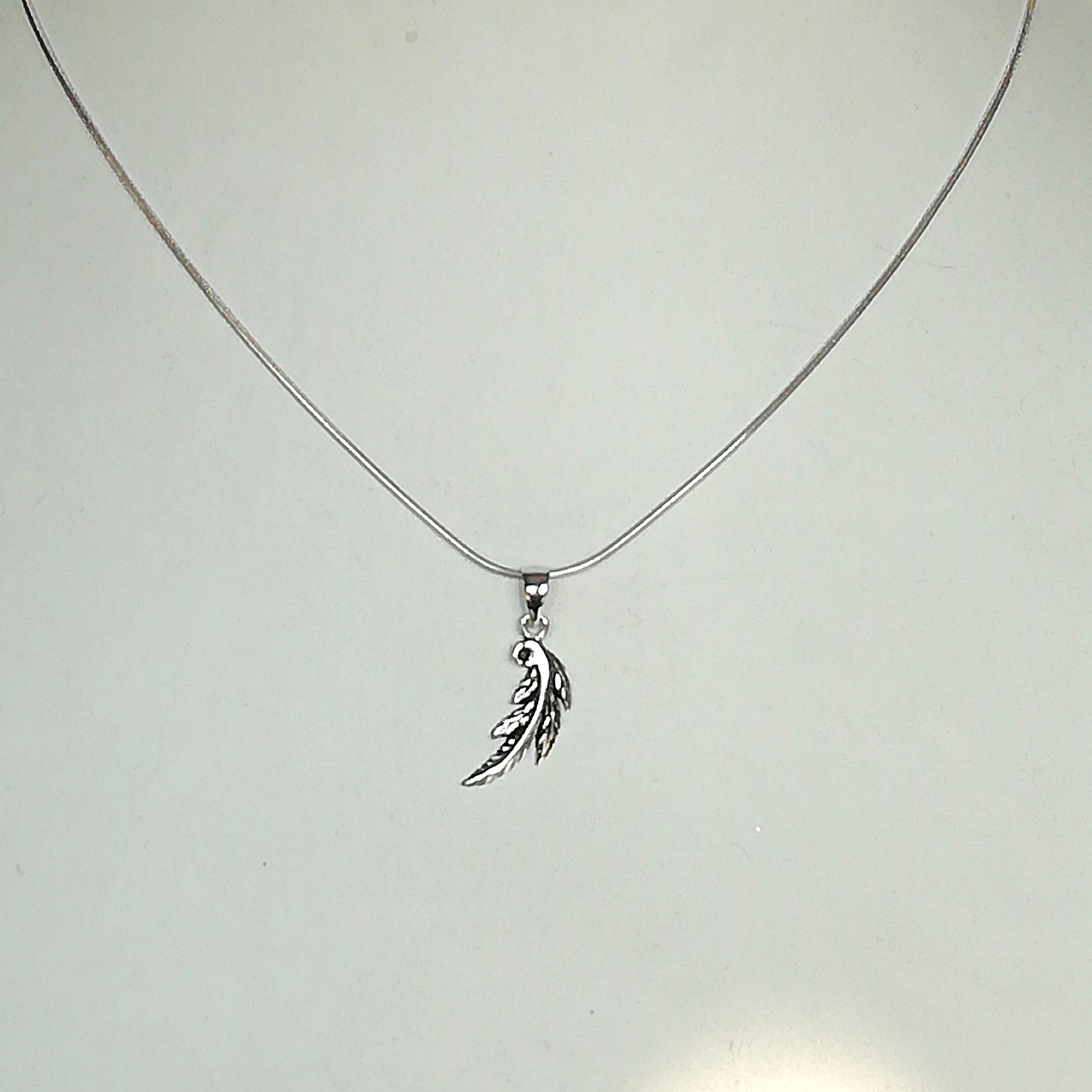 Feather Pendant - Sterling Silver Feather Necklace - Good