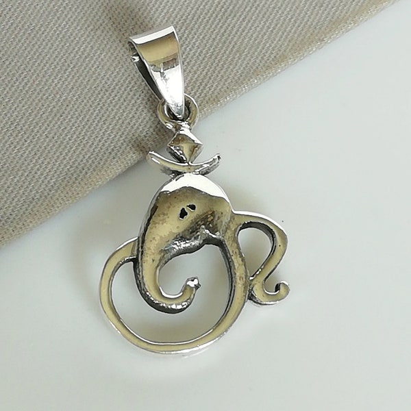 Om Ganesh Charm - Silver Om Charm - Religious Pendant - Silver Bracelet - Bohemian Jewelry - Ganesh Necklace -  Multipurpose Charm - PD278