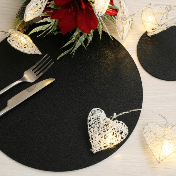 Leather Placemat and Coaster Set Etsy