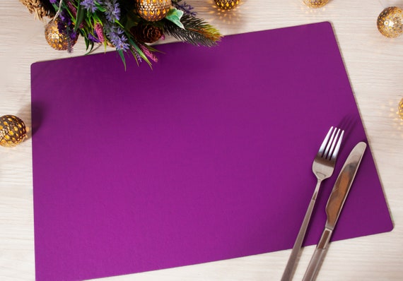 Set of 6 Purple Large Elementary Bonded Leather Placemats Tablemats Made in  Britain 