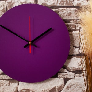 Contemporary Purple minimalist 28cm wall clock - Recycled Leather Made In the UK