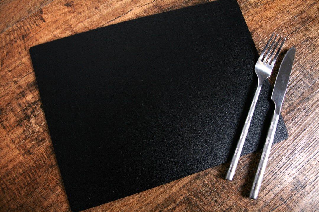 Set of 8 Classic Black Leatherboard Placemats Made Etsy