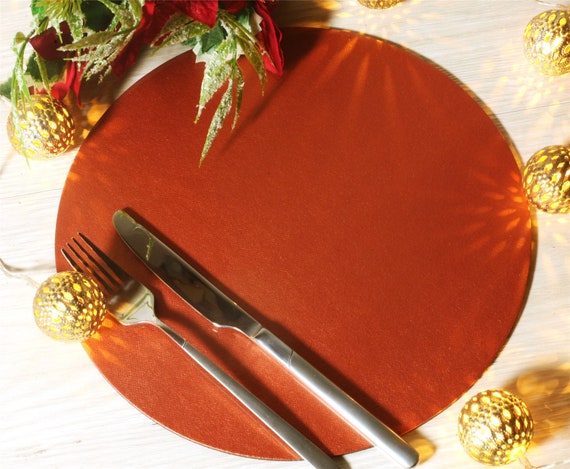Made in UK Set of 8 Elementry Red Leatherboard Placemats and 8 Coasters