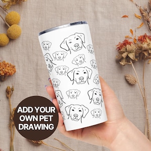 Tapered Stainless Tumbler with Custom Pet Pattern – Personalized Line Art Design