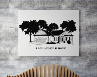 Dessin au trait maison | Dessin Custom House | Portrait de maison | Cadeau pour nouveau propriétaire | maison dessinée à la main | Illustration de la maison | Cadeau de pendaison de crémaillère