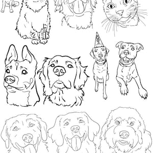 Custom Pet Portrait: Transform Your Pet's Picture into a Stunning Line Drawing for Vinyl Stickers or Engraving 1 pet only