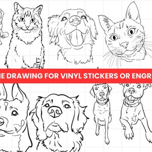 CUSTOM Pet Line Drawing | Pet Line Art | Custom Pet Portrait | Pet Face Portrait | Pet Line Drawing for Vinyl Stickers or Engraving