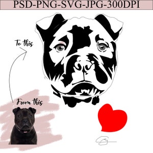 Custom Dog Svg File, Custom Dog Digital Portrait File, Cartoon Dog Face SVG, Shar Pei Face SVG, Fur Baby SVG, Pet Memorial