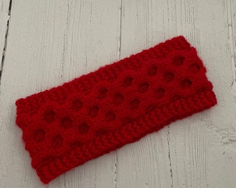 Red cable headband/ear warmer , ladies headband, stocking filler, gift for her