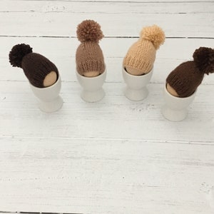 Set of four handmade egg cosies, neutral kitchen gift, house warming gift