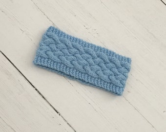 Light blue cable knit headband/ear warmer, gift for her