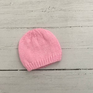 Pink knitted baby hat, newborn hat, plain baby hat, baby girl gift