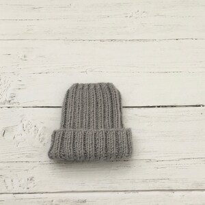 Grey knitted baby hat, handmade baby gifts