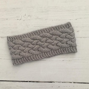 Silver grey hand knitted headband/ear warmer