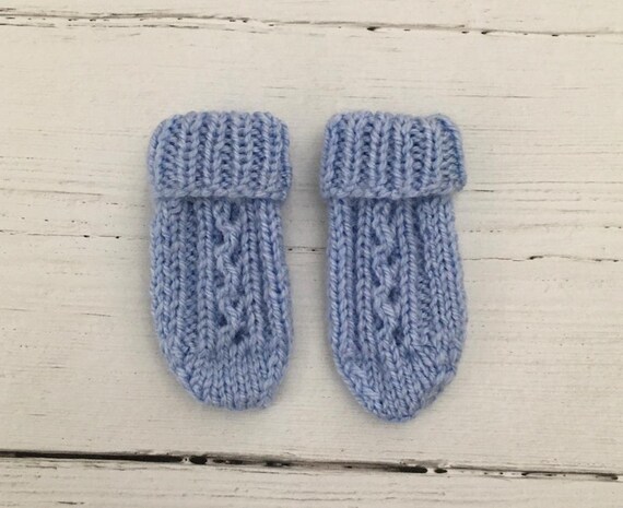 Blue baby mittens knitted scratch mitts baby boy gift baby shower gift