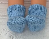 Light blue hand knitted doll socks -stocking filler