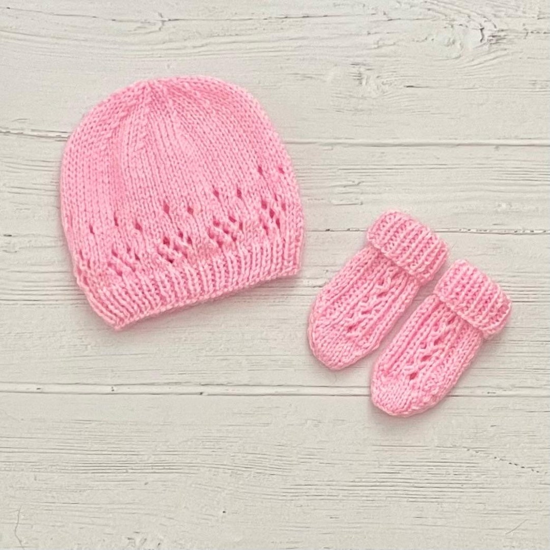 New Born Cap Mittens & Botties In Blended Stuff Kala Pink Color main image 1