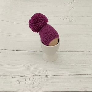 Plum egg cosy, knitted egg cosies, Easter gift, creme egg holder, stocking filler