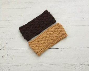 Headband gift set, set of two knitted headbands, dark chocolate and camel, Easter gift