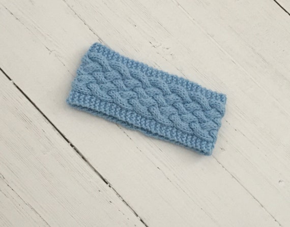 Light Blue Cable Knit Headband-ladies Ear Warmer - Etsy display picture 1