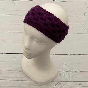 Cable knit headband, deep purple headband, ear warmer, stocking filler, secret Santa gift, gift for her