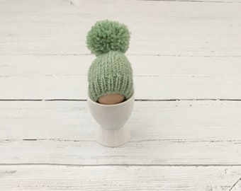 Green knitted egg cosy, Easter gift, house warming gift