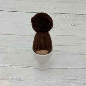 Walnut brown hand knitted egg cosy, neutral kitchen gift, stocking filler