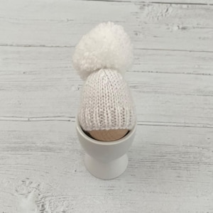 White egg cosy, knitted egg cosies, Easter gift, stocking filler, new home gift
