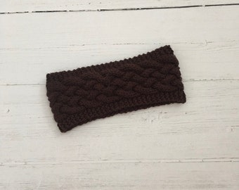 Set of Two Cable Knit Headbands-camel and Dark Brown - Etsy display picture 1