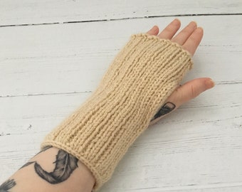 Hand knitted wrist warmers, fingerless gloves, gift for her